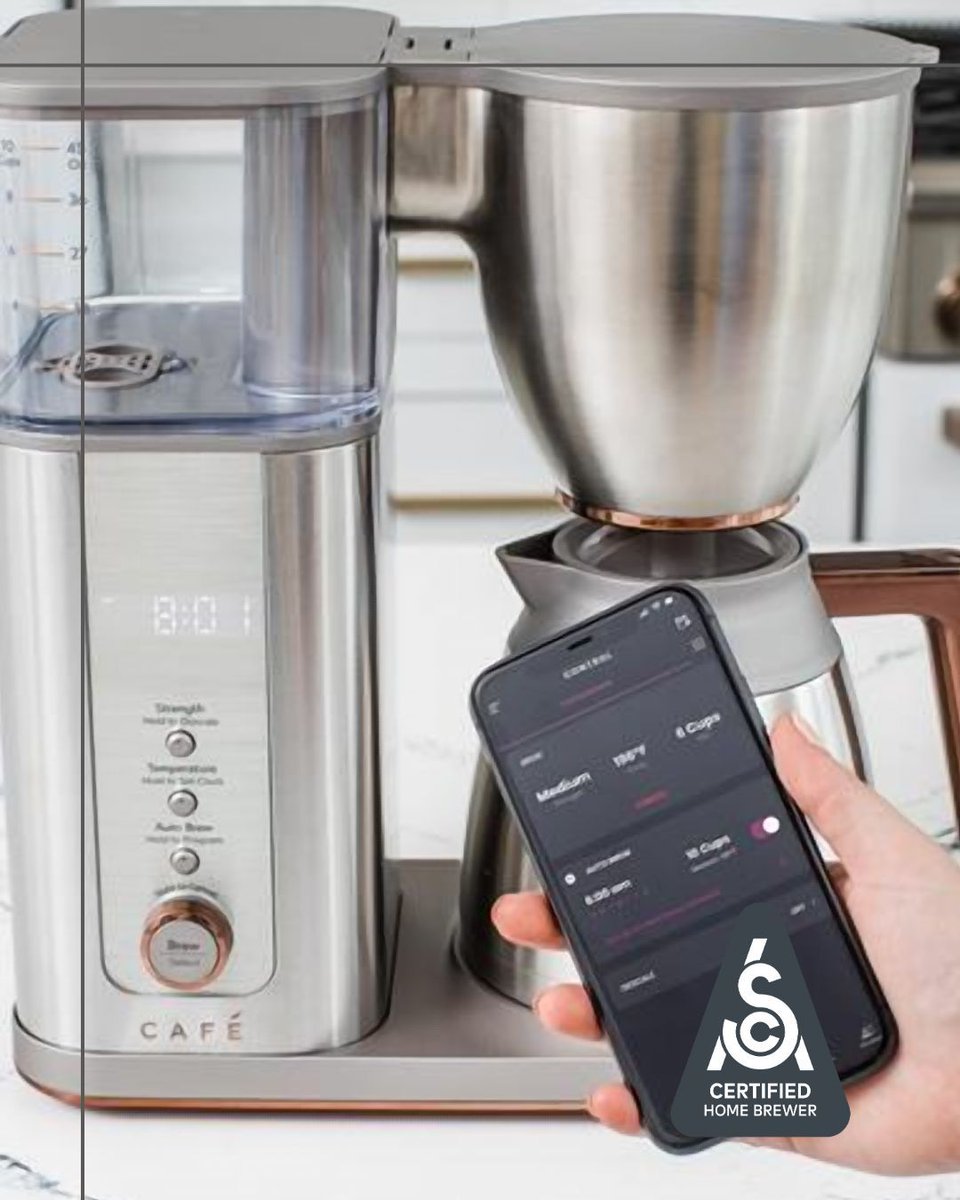 SpecialtyCoffee's tweet photo. Two new SCA Certified Home Brewers!

☕ Café Specialty Drip — 2-10 cups, light/medium/bold settings, 185-205°F, vacuum carafe holds heat 2hrs

☕ Café Specialty Drip w/ Glass Carafe — same brew controls, glass carafe + warming plate

Full list: https://t.co/DxrnOrAKwz https://t.co/Ouh4oRyFvw