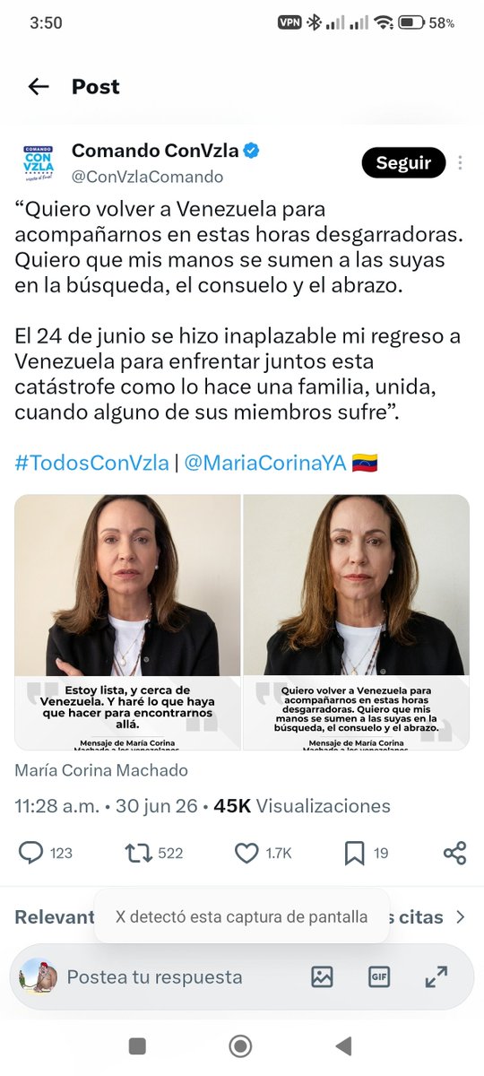 Diego1404's tweet photo. Mañana se cumple UN MES de la tragedia.
La que @MariaCorinaYA decía que hacía su regreso INAPLAZABLE. 
En 30 días:
No pidió ayuda humanitaria
No donó UN DOLAR 
No regresó 
Está mujer es una HDP y malnacida nivel Chávez. https://t.co/V1BWiAPFk3