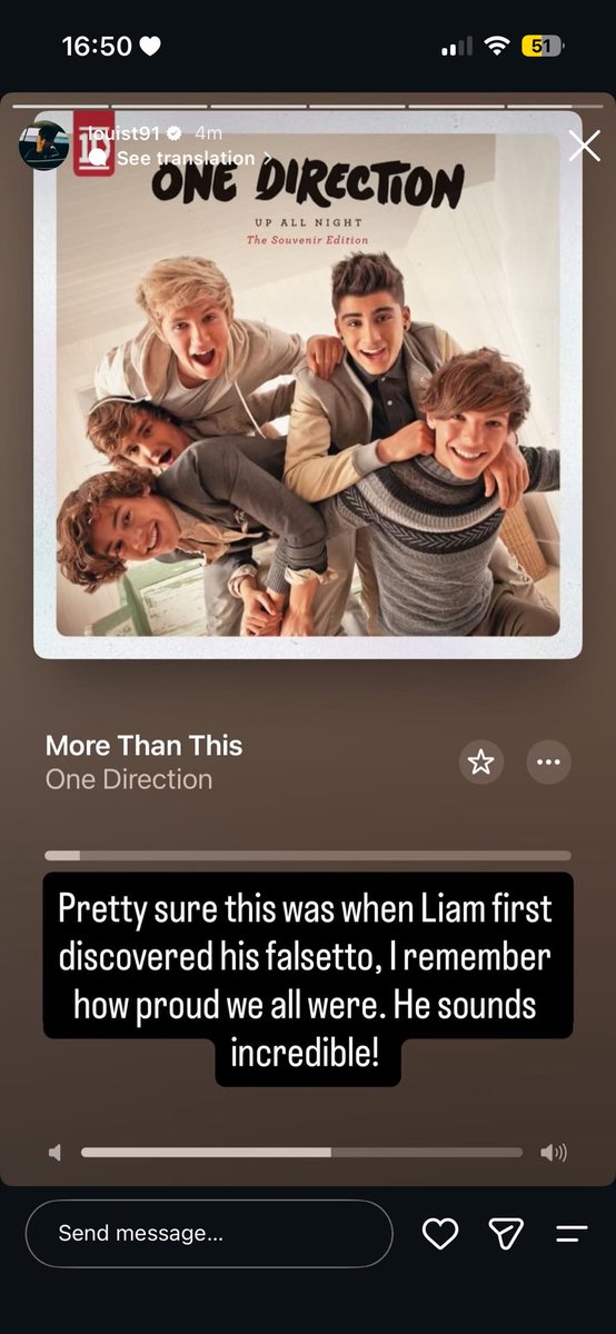 louistbr's tweet photo. 📲• Louis via Instagram Story: “Quase certeza que foi nessa que Liam descobriu seu falsetto, me lembro do tanto que ficamos orgulhosos. Ele soa incrível!” 🩷 https://t.co/Hto5k2SUNW