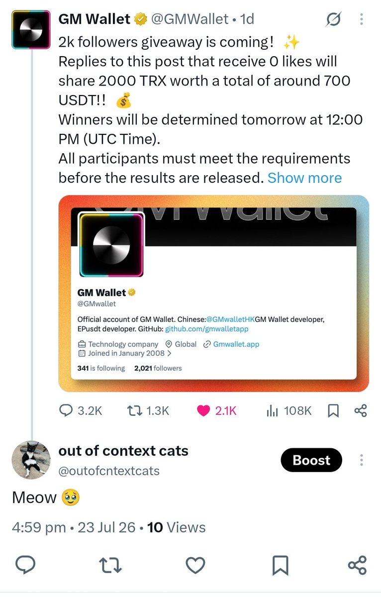 outofcntextcats's tweet photo. @0xAstra You can clearly see that I have zero likes yet I wasn't picked.

Here is my address incase you are considering me

TDMK8Hh5MpAKf4iHZgNGZPgRYtVeSjDPD3 https://t.co/iPZOh3A84L