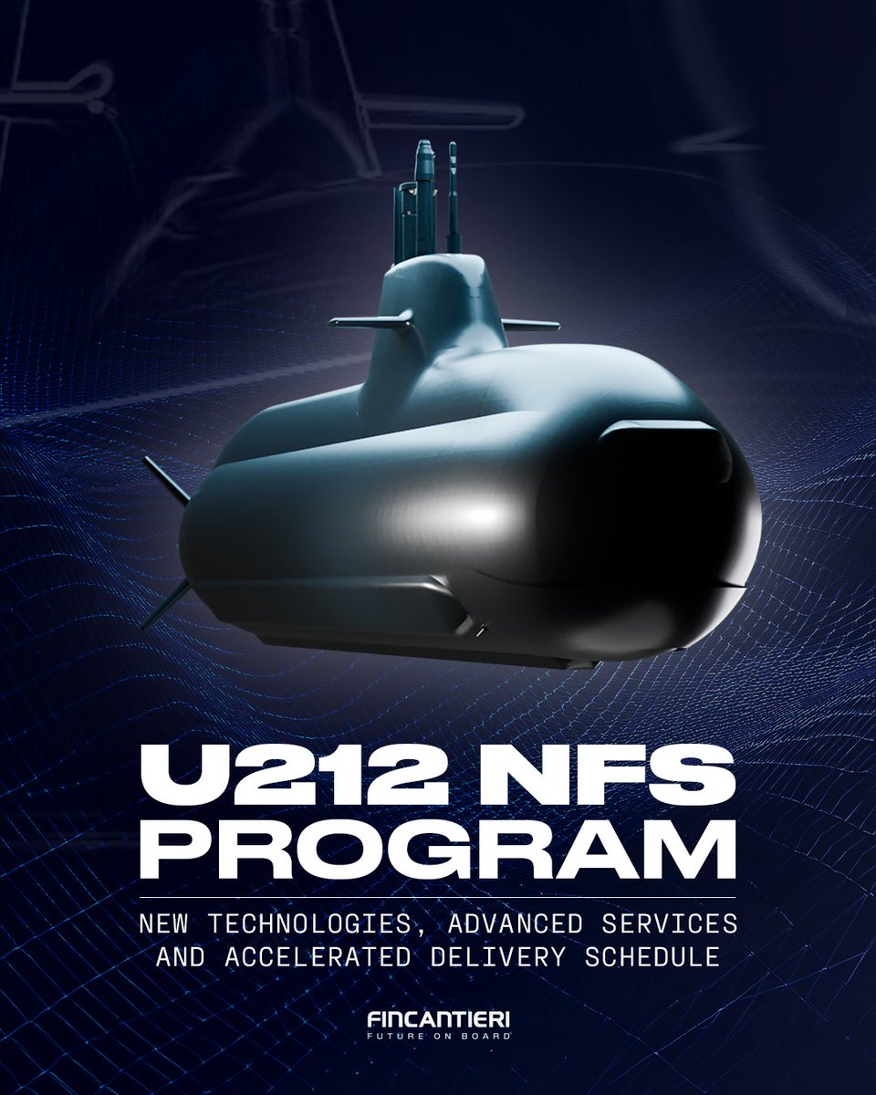 Fincantieri's tweet photo. We are proud to announce the signing of the eighth contract amendment with OCCAR (Organisation for Joint Armament Co-operation) under the U212 NFS (Near Future Submarine) program, related to the construction of four next-generation submarines currently being built for the Italian Navy at our Muggiano shipyard.

The agreement extends the scope of the activities assigned to Fincantieri under the program. The amendment includes the introduction of new technological capabilities through the integration of countermeasure systems developed by WASS and the enhancement of logistics support activities. The contract amendment will also allow the delivery of the program’s fourth submarine to be brought forward by two years, from 2034 to 2032, enabling the Italian Navy to receive one new submarine per year starting in 2029.

The U212 NFS program represents a significant evolution compared with the previous U212A-class submarines, featuring a more mature design, a higher level of national technological content and greater integration of onboard systems. The integration of the new WASS-developed countermeasure solutions represents a further step forward in enhancing the operational capabilities of the vessels while capitalizing on the technological and industrial expertise developed across the Group to support the Italian Navy throughout the entire lifecycle of the submarines.

Through an integrated ecosystem, we cover the entire underwater value chain, delivering high-value solutions, preserving and enhancing Italy’s national industrial know-how, and reinforcing our role as design authority and prime contractor. The Muggiano Integrated Shipyard, a historic center of excellence, once again confirms itself as one of the leading international references in the sector, demonstrating outstanding production and organizational capabilities in responding effectively to the evolving global defense environment.

@ItalianNavy