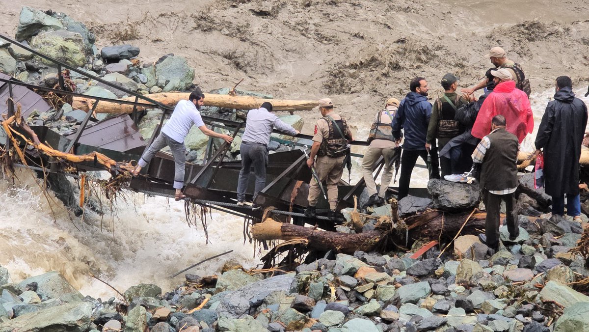 PoonchDm's tweet photo. DC Poonch Ashok Kumar Sharma visited Panchayat Murrah (Surankote) to assess damage from recent flash floods, condole with the bereaved, and direct prompt relief, rehabilitation and restoration. Commended SDRF/NDRF for rescue efforts. #ReliefOperations @OfficeOfLGJandK @diprjk https://t.co/Kvu5PJsEtn