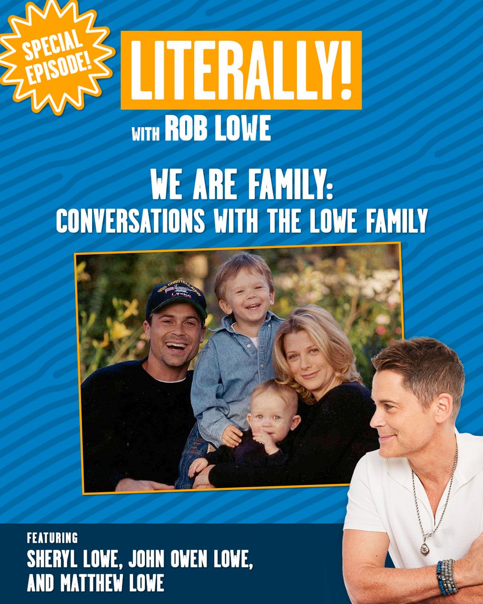 TeamCoco's tweet photo. It's a family affair on this week's #Literally! @RobLowe has curated some of his favorite moments from his family's appearances on the show featuring Rob's wife Sheryl, as well as his sons @Johnny_L0we and Matthew Lowe. Listen: https://t.co/SZAeLQ3McC https://t.co/2S4l6BD0XR