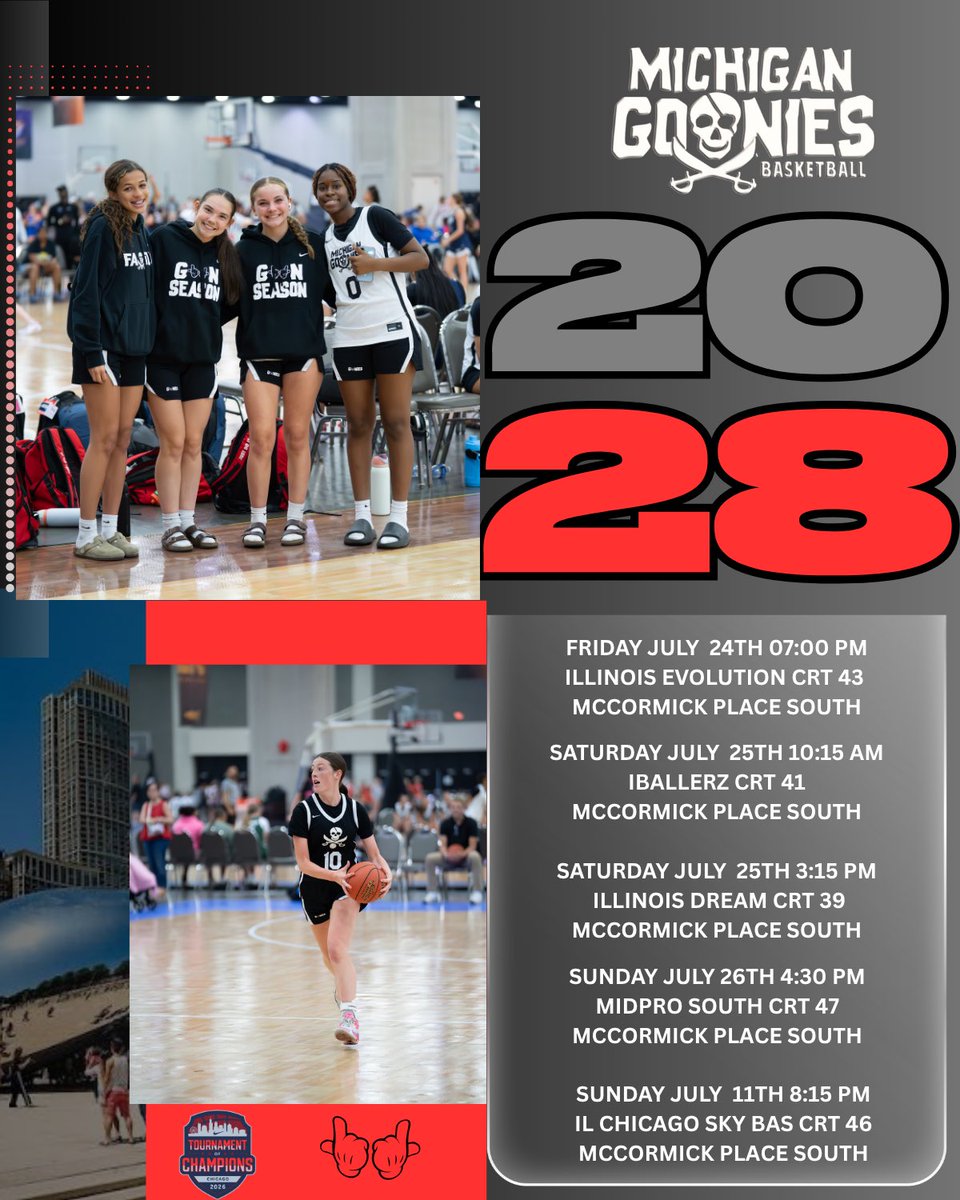 MichiganGoonies's tweet photo. Catch us in the Windy City  for our final tournament of the AAU season this weekend! #GoonieNation @coach_lumbo @BK2THEFULLEST @joeytocco3 @MichHSBball @CoachEvanBell https://t.co/Hx9egKWYcB