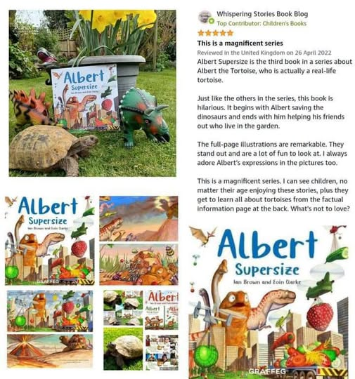 AlbertTortoise's tweet photo. HILARIOUS, REMARKABLE, MAGNIFICENT. Super 5* #Praise for #ALBERTthetortoise #books. Please keep posting YOUR #BookReviews. Available Now 10 #ALBERT #picturebooks, 3 #BoardBooks & #ActivityBook https://t.co/sGYhBlFUhP
#bookseries #tortoise #dinosaurs #illustrated #storytime https://t.co/9Qt4iJ4B6H