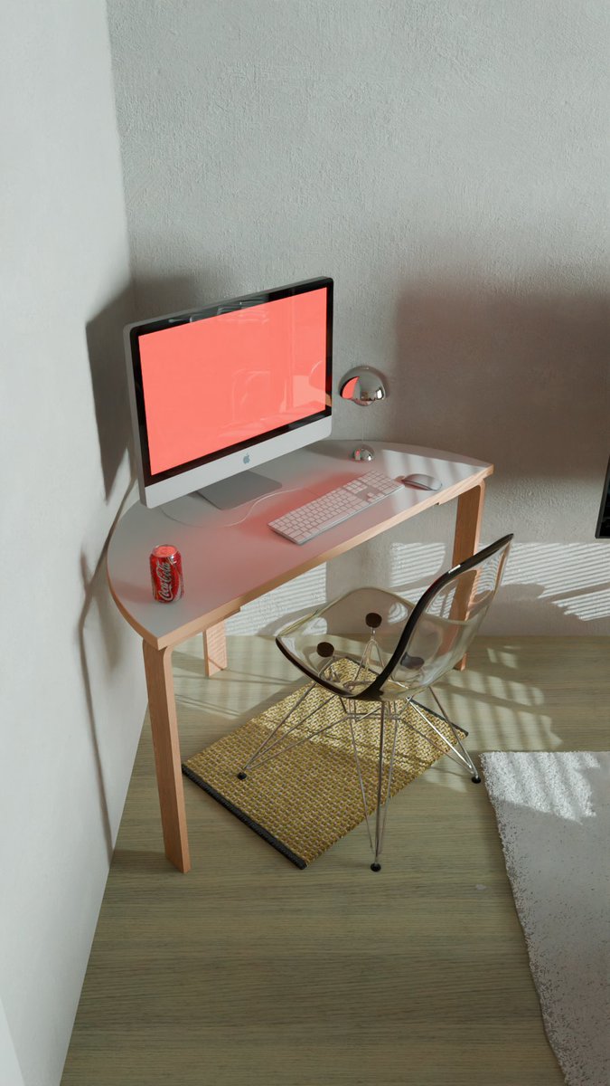 3Dcgrooms's tweet photo. 約7畳一人暮らし、お部屋のコーナーに半円テーブルはめ込むレイアウトテクニック可愛い…！ https://t.co/2CTVqsmeH6
