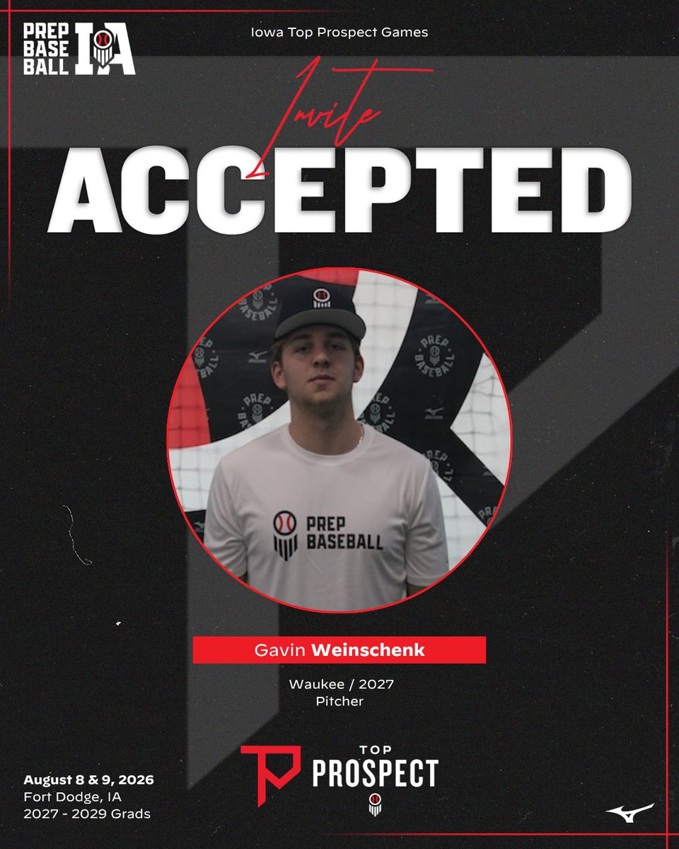 PrepBaseballIA's tweet photo. #𝗜𝗔𝗧𝗣𝗚𝟮𝟲: 𝗜𝗻𝘃𝗶𝘁𝗲 𝗔𝗰𝗰𝗲𝗽𝘁𝗲𝗱 ✅

𝗣𝗿𝗼𝘀𝗽𝗲𝗰𝘁: Gavin Weinschenk
𝗖𝗹𝗮𝘀𝘀: 2027
𝗛𝗦: Waukee
𝗣𝗢𝗦: P

👤: https://t.co/B4hrWxnkcL | @GavinWeinschenk 

𝚁𝚎𝚚𝚞𝚎𝚜𝚝 𝚈𝚘𝚞𝚛 𝙸𝚗𝚟𝚒𝚝𝚎 (𝟸𝟶𝟸𝟽-𝟸𝟶𝟸𝟿 𝙶𝚛𝚊𝚍𝚜)⤵️
https://t.co/14dKowDFo3 https://t.co/BipSFgaek7