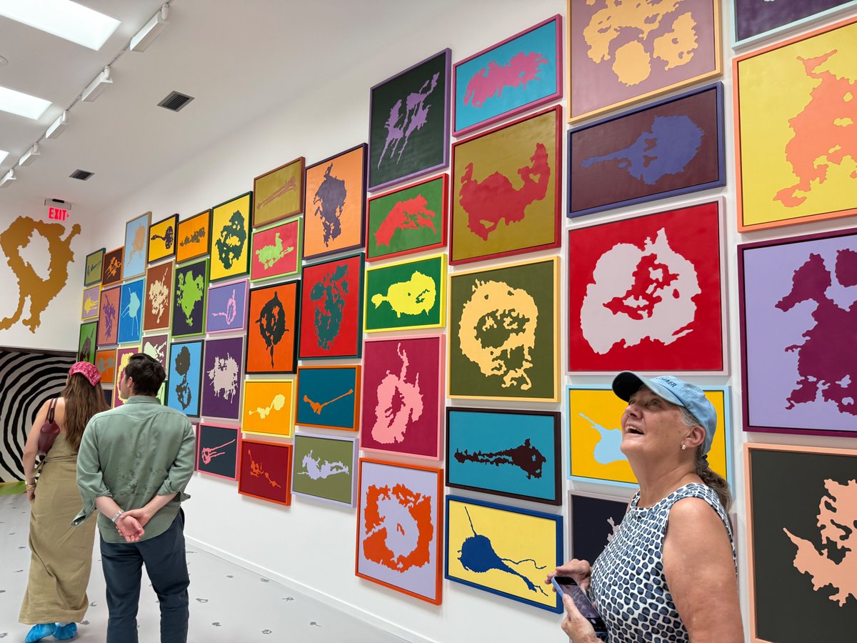lawrence_wright's tweet photo. Filmmaker Rick Linklater's side hustle: creating his own art museum called 9 Boxes. All done in laminated wood. An exuberant spectacle and a singular vision. (Some of the shapes derive from photos he took of gum on NYC sidewalks.) https://t.co/NheS5JAZqQ