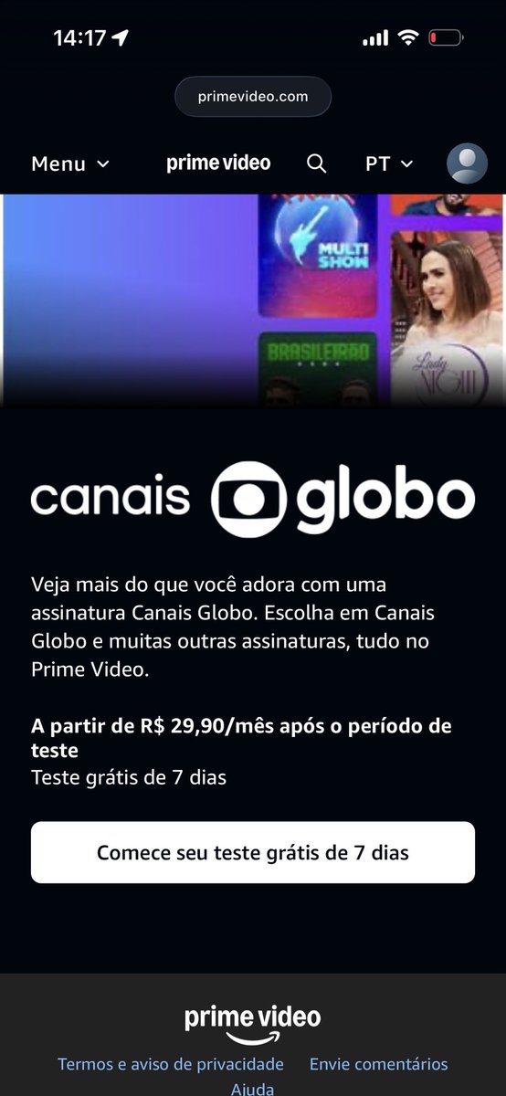 haltw__'s tweet photo. Gente tem multishow na prime video assinem 7 dias gratis depois cancelem https://t.co/ADhtDFAgiH