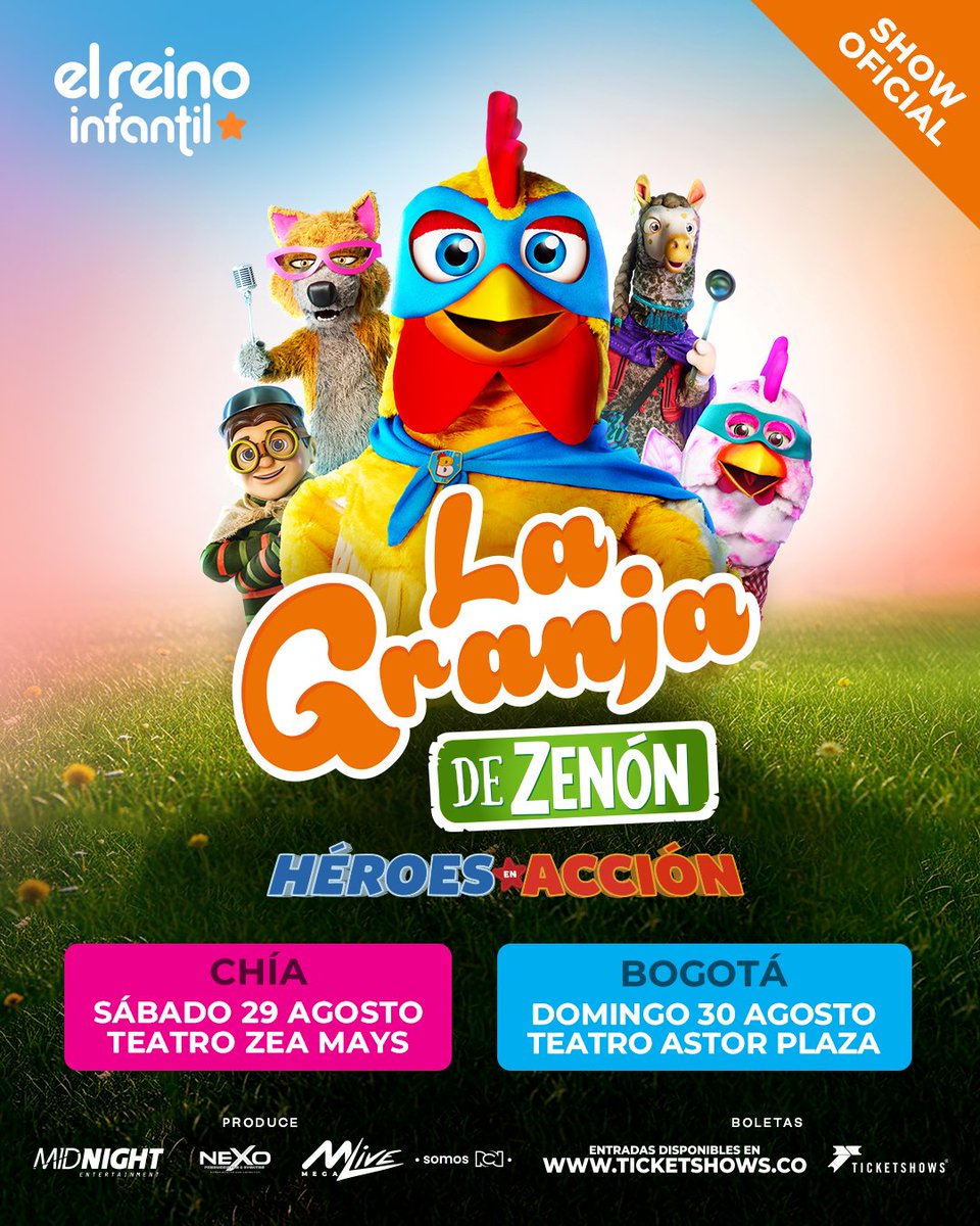 lafmplus's tweet photo. ✨ Crea recuerdos inolvidables con los más pequeños en La Granja de Zenón: Superhéroes en Acción. Un show lleno de música, color y diversión este 29 de agosto en Chía y 30 de agosto en Bogotá. Entradas en https://t.co/G2mnrFTN1j.
#Megalive https://t.co/nuIceCyUJO