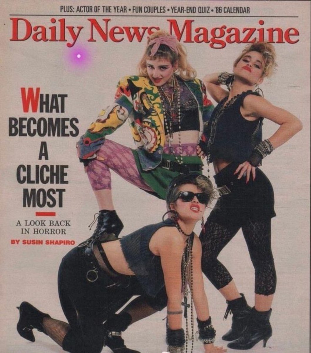 4lfonso_ofc's tweet photo. She literally has a mv permanently on a museum, she literally was the fashion icon from the 80's that created Madonna wannabe thing, her cone bra is iconic and everyone knows from Like a Prayer to Hung Up (song that has a record for having most 1# around the world). https://t.co/Q0CWGp5Y4K