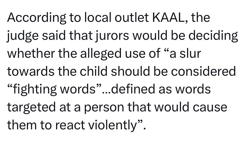 DEI4WhiteGuys's tweet photo. Wait, so because black people think they can violently assault you or kill you for saying their favorite word, that’s why it’s considered “fighting words” if you say it?

That’s literally systemic racism and black supremacy (requiring Shiloh by law to live up to dominant black social and cultural standards)
