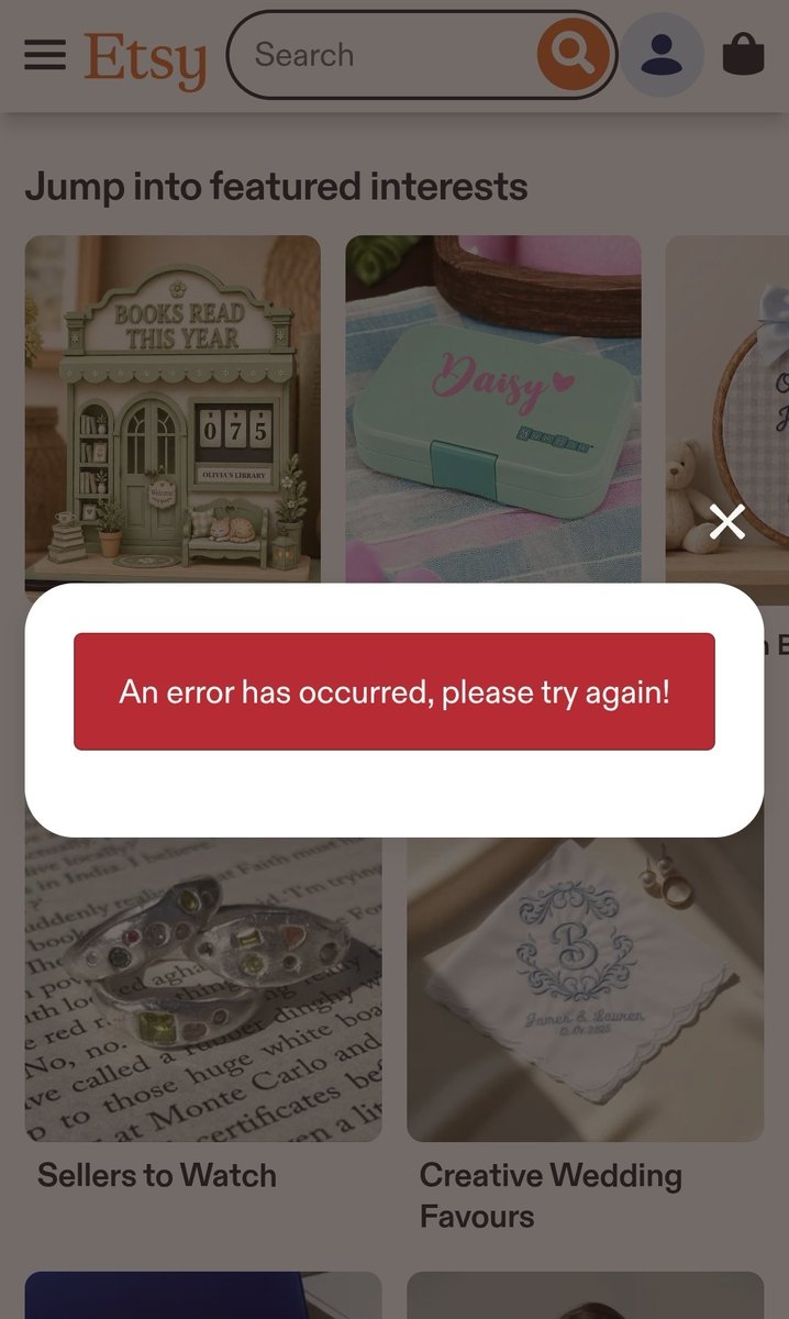 GhadaRushdi's tweet photo. Can someone create an account for me on Etsy? I've been trying but it keeps giving me that error https://t.co/f52hlQxvg3