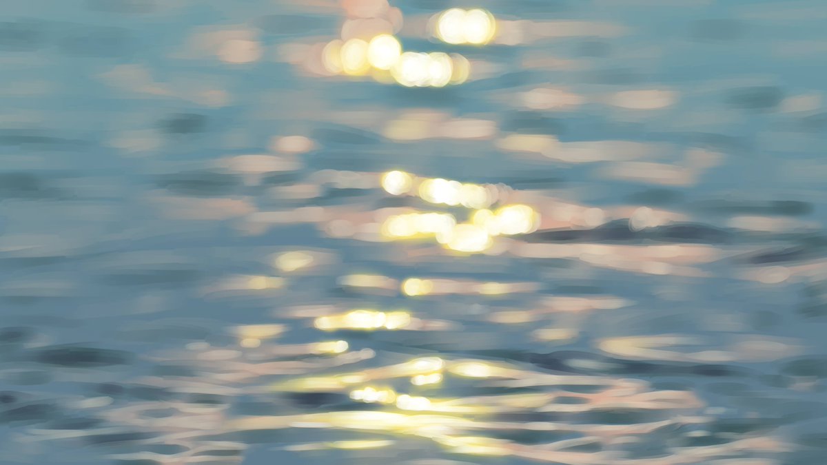 水面を描いた絵。 水は水色ではない。