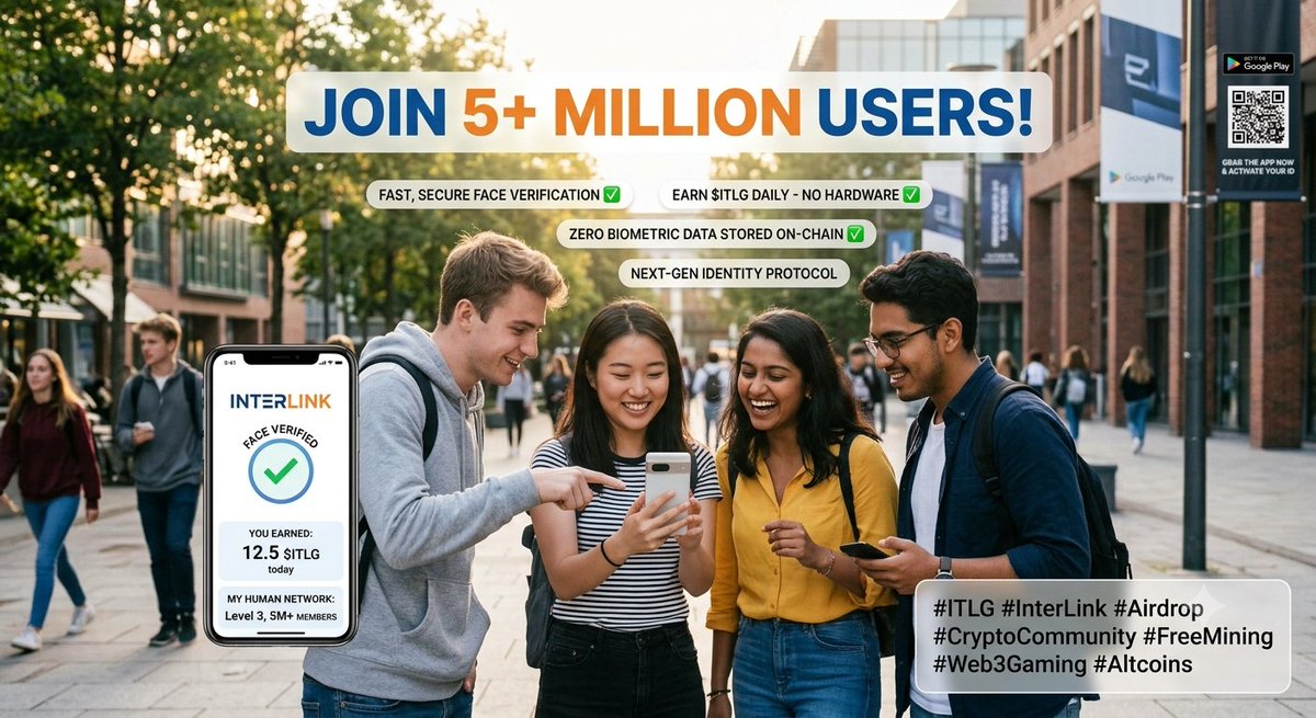 siddu_kotesh's tweet photo. Join over 5 Million+ verified users building the world’s largest decentralized human network
✅ Fast, secure face verification
✅ Earn $ITLG daily 
✅ Zero biometric data saved onchain
app on Google Play &amp; activate your InterLink ID now.
#InterLink #ITLG #ITL  #ITLX #Web3 #Crypto https://t.co/1IMv462QYa