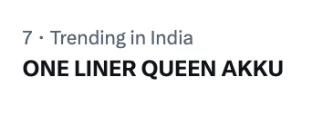 nats_coree's tweet photo. TRENDING AT 7!!

ONE LINER QUEEN AKKU https://t.co/KqEdHtPSBb