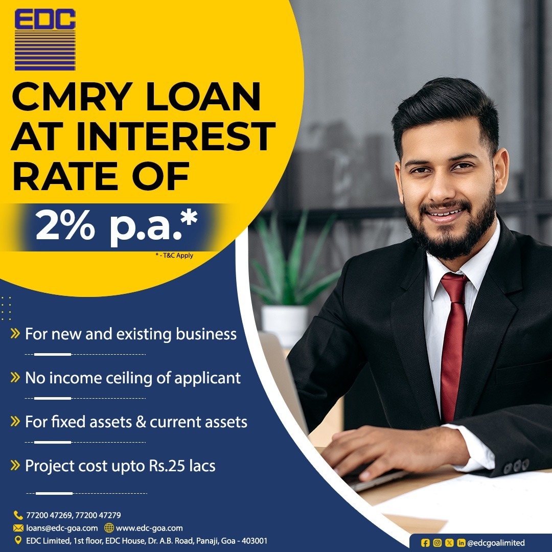 goanewshub's tweet photo. Grow Your Business in Goa at Just 2% Interest! 🚀
Dreaming of launching a new venture or scaling your existing business? EDC Limited makes it easier than ever with the CMRY Loan Scheme!

🔹 Unbeatable Interest Rate: Just 2% p.a.*
🔹 No Income Ceiling: Open to all eligible applicants.
🔹 Versatile Funding: Covers both fixed assets & current assets.
🔹 High Project Limits: Get project costs funded up to ₹25 Lakhs.

Don't let lack of funds hold your entrepreneurial spirit back. Apply today!

📞 Call: 77200 47269 / 77200 47279
📧 Email: loans@edc-goa.com
🌐 Visit: https://t.co/qtaDdtKkgO

#GoaBusiness #GoaEntrepreneurs #BusinessLoan #StartupGoa #GrowWithEDC #Entrepreneurship