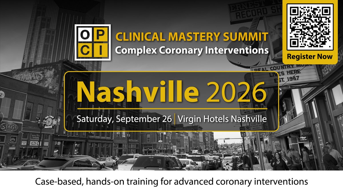 OPCILive's tweet photo. Register Now! OPCI Nashville Clinical Mastery Summit: Complex Coronary Interventions. 📆September 26, Virgin Hotels Nashville🎸🎶

https://t.co/WlZ99YD48h

Join OPCI for an intensive, single-day advanced interventional cardiology program designed to sharpen clinical decision-making through case-based learning and hands-on simulation. 🙋

📢Special Incentives for Fellows:

✔️Travel Voucher: If you are traveling more than 2 hours to reach the Summit, you will receive a $300 travel voucher following the event.
✔️Call for Cases: Submit a complex PCI case upon registration. Selected cases will be presented at the Summit, and the presenting fellow will be awarded a faculty position, with all expenses paid.

@ziadalinyc @ESHLOF @DrAllenJ @kerrigjl @nadia_sutton #cardiox #InterventionalCardiology #CardioEd