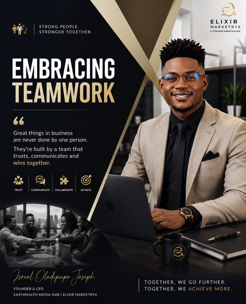 EEasywealth's tweet photo. No great vision is built alone.
The strongest businesses aren't powered by one brilliant individual—they're built by teams that trust, communicate, and grow together.
When people move as one, extraordinary things happen.
#Teamwork #Leadership #BusinessGrowth #Collaboration https://t.co/O5nhXslLlE