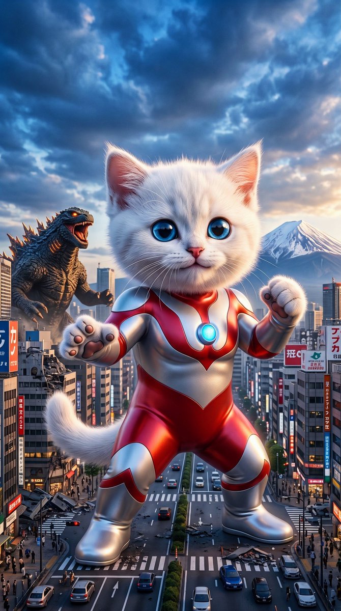 HeraldoJacques1's tweet photo. Ultracat🇯🇵
Art: Heraldo Jacques
#Ultracat #Ultra #Cat #Gato #Japan #Japao #UltramanArt #Tokyo #MountFuji #Fuji #FanArt #AIArt #IAArt https://t.co/XlFwl0g5zS