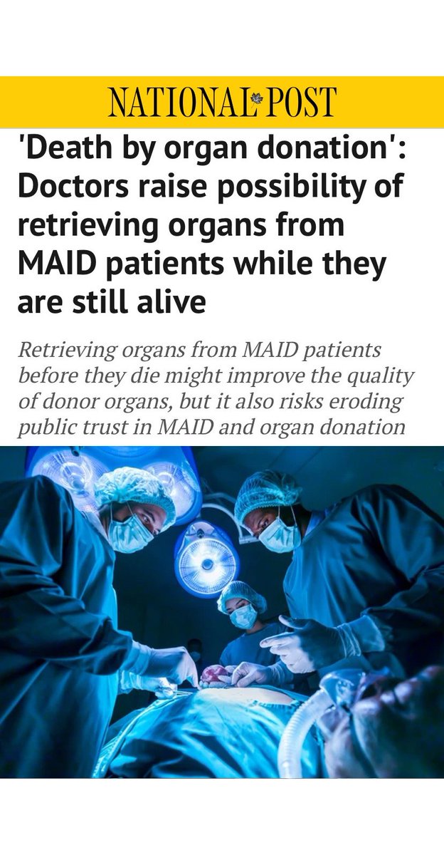 LeslynLewis's tweet photo. Reports of proposals to retrieve organs from MAiD patients before death raise profound ethical questions that Canadians should not dismiss. 

These discussions underscore the importance of maintaining clear safeguards and ensuring that organ donation never compromises the value we place on human life.

Canadians deserve thoughtful, transparent debate on these issues. We must protect the vulnerable, uphold informed consent, and ensure that compassion and human dignity remain at the heart of our healthcare system.