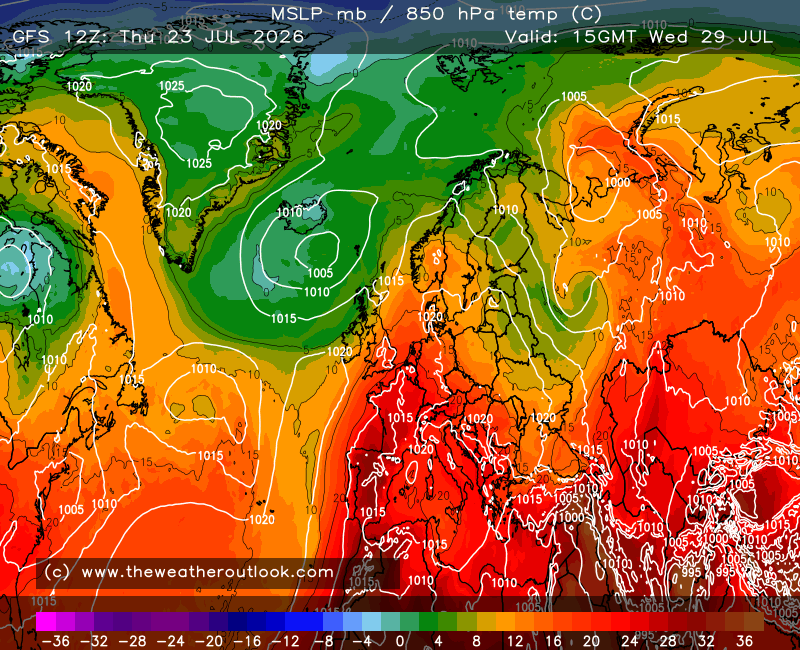 TWOweather's tweet photo. Brutal heat could be heading to western Europe again next week. This will be very controversial, but I think the political pressure to attempt short-term regional weather modification will grow massively over the next few years if this pattern continues to repeat. https://t.co/s5iqS8n1YN