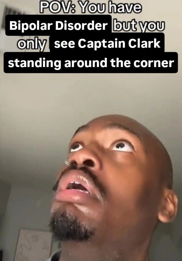 CapnCapnClarky's tweet photo. During the middle-to-end of June, after watching Backrooms twice, I went into a manic episode and I couldn't stop hallucinating Captain Clark peering around my corner. https://t.co/TAL1QTLEfM