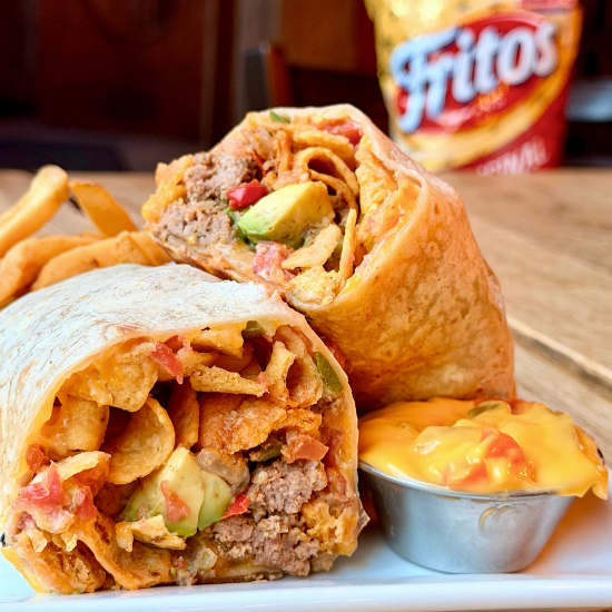 littlepub's tweet photo. By our calculations it's almost time for back to school so we're running some back to school specials like the Frito Burrito w/ adobo beef, rice, Fritos, pico, avocado, cheddar jack, &amp; a lime crema because we always loved it when we got Fritos in our lunch box (and we still do!). https://t.co/aXq3kabjlw