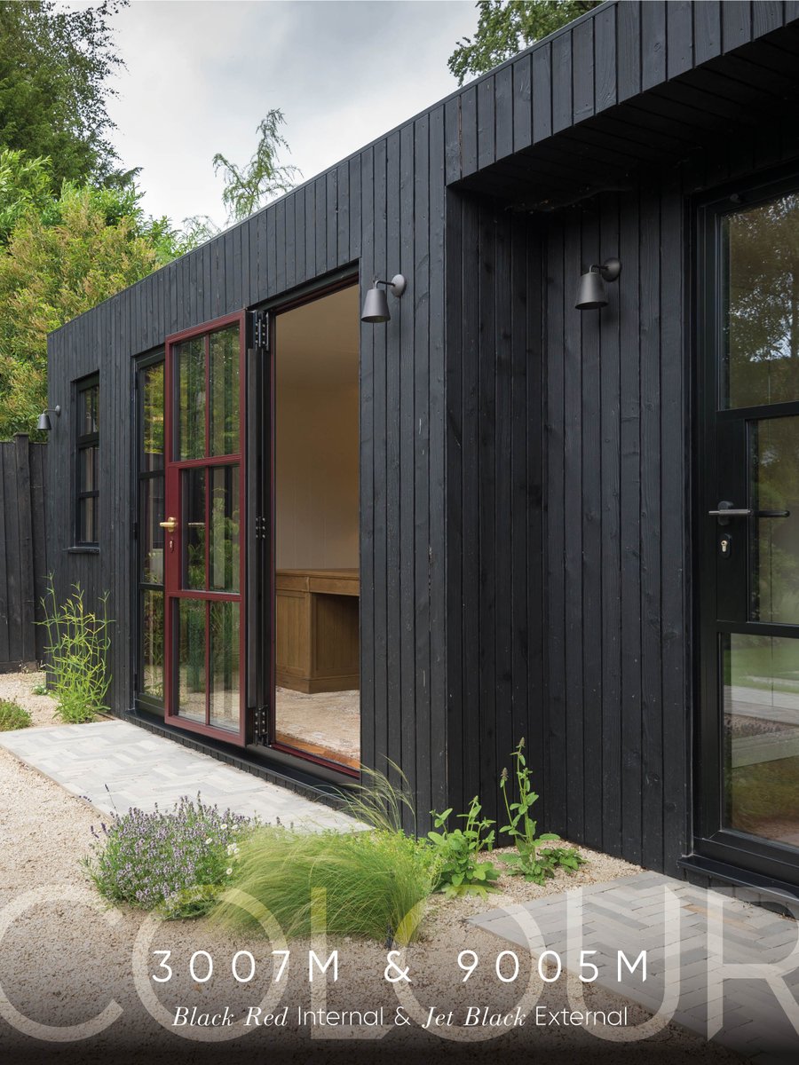 Originbifolds's tweet photo. Why choose one colour when you can have two?!🖤♥️

Amanda (@houselust) selected dual colour glazing to complement both the exterior of her garden room and the bold personality of her office inside. Black externally keeps the look timeless, while RAL 3007 Black Red creates a rich, characterful interior that feels completely unique!

It's a reminder that truly bespoke design is all about creating a space that feels unmistakably yours... Swipe to see the transformation🤩

#OriginGlobal #DualColour #LuxuryDesign #GardenRoom #HomeInspiration