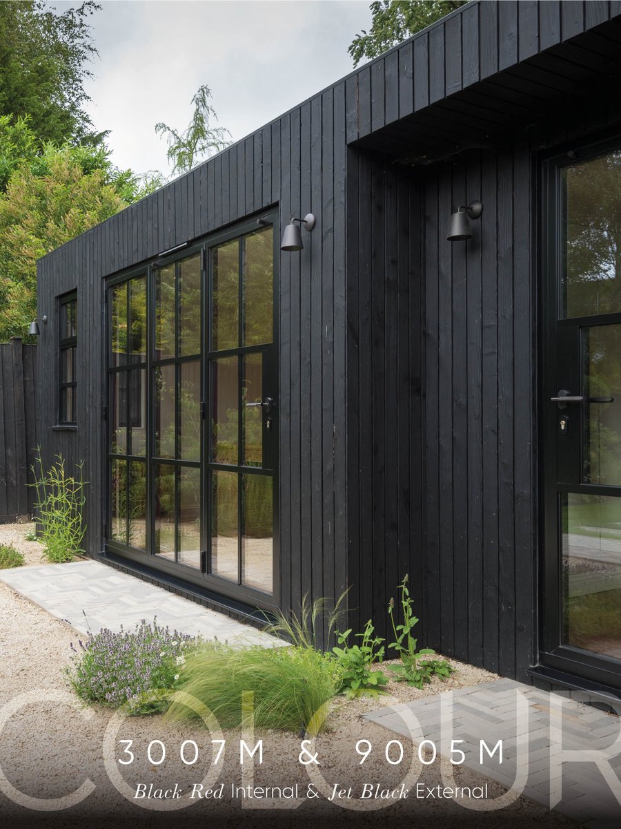 Originbifolds's tweet photo. Why choose one colour when you can have two?!🖤♥️

Amanda (@houselust) selected dual colour glazing to complement both the exterior of her garden room and the bold personality of her office inside. Black externally keeps the look timeless, while RAL 3007 Black Red creates a rich, characterful interior that feels completely unique!

It's a reminder that truly bespoke design is all about creating a space that feels unmistakably yours... Swipe to see the transformation🤩

#OriginGlobal #DualColour #LuxuryDesign #GardenRoom #HomeInspiration