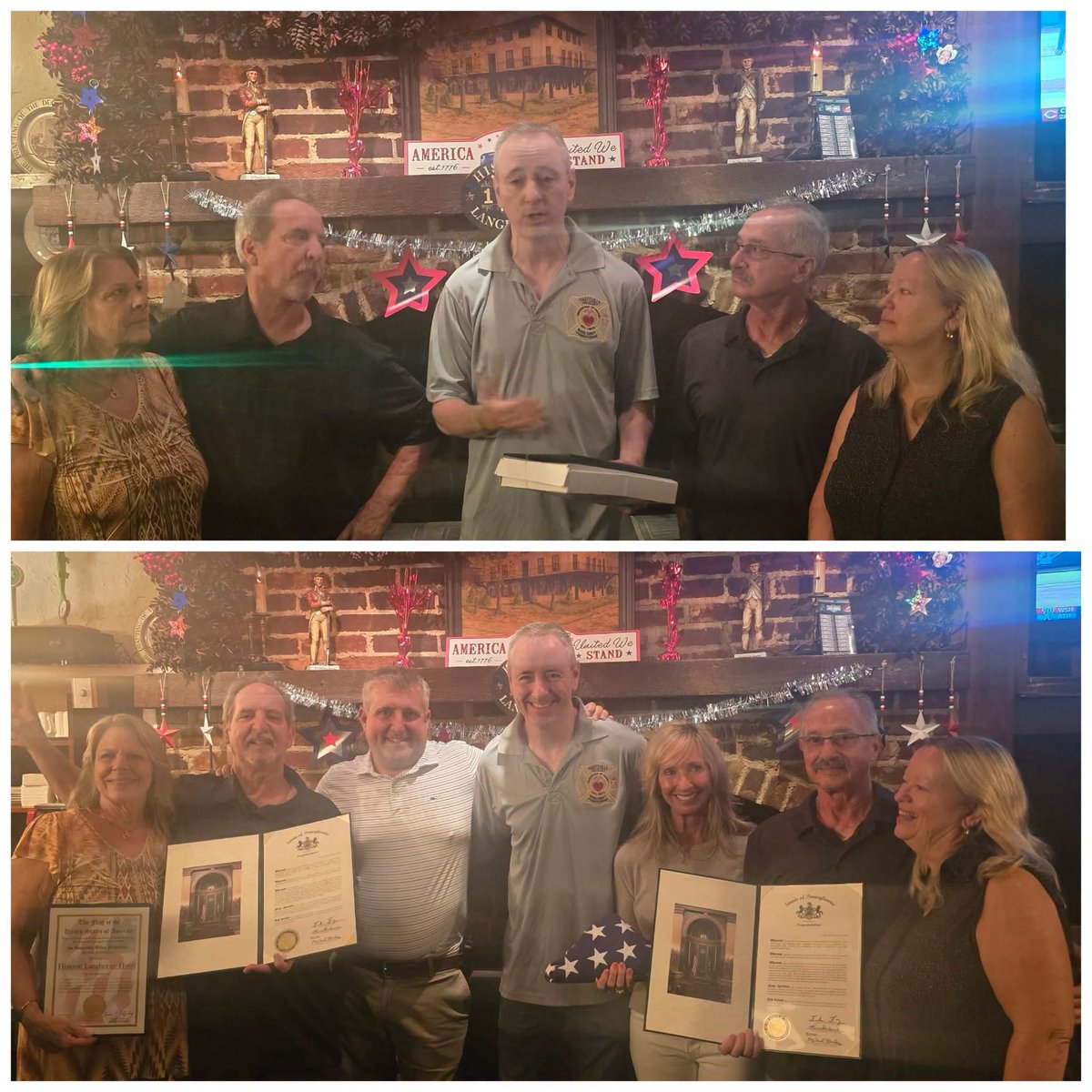 RepBrianFitz's tweet photo. The story of Langhorne has been written in many places—but for more than three centuries, some of its most cherished chapters unfolded around the tables of the Langhorne Hotel.

Since 1704, this historic inn has stood at the heart of the Borough. And since 1972, the Asta family has preserved its character while filling laughter, friendship, celebration, and a genuine sense of community.

As the Langhorne Hotel closes this chapter, I was honored to help celebrate this legacy and the extraordinary family and team of staff members who over the past several decades helped create such a special place where generations of PA-1 neighbors walked out feeling a little more connected to one another.

Cheers to the Langhorne Hotel!  Thank you for the friends, the memories, and the community that you’ve fostered 🙏.