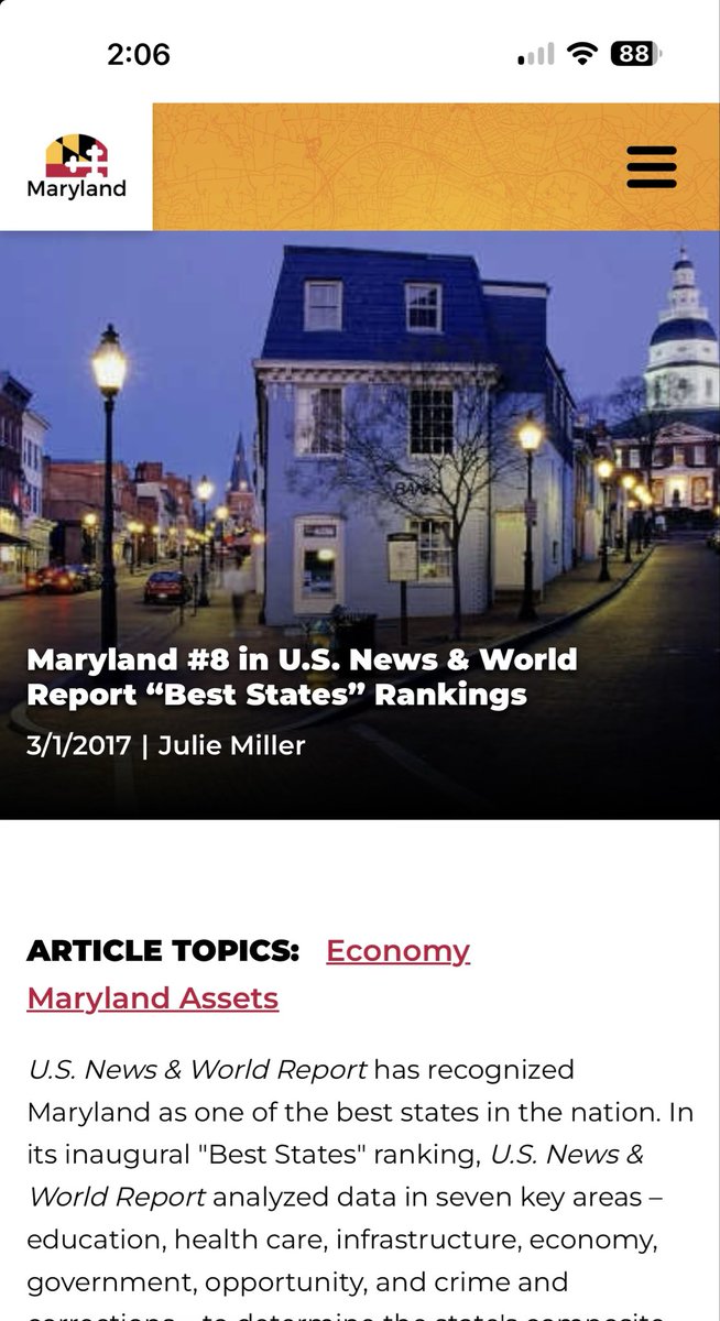 patmondor's tweet photo. @ConcernedC45825 @Bob_Ehrlich USNews and Workd report state ranking in 2017. As of 2025, MD has fallen to 20. Gov Hogan was governor in 2017. Stop deflecting and take ownership of what is happening now. https://t.co/QGJpPZWbdp