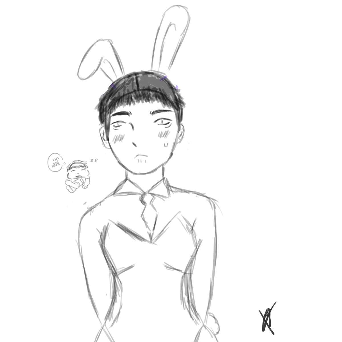 GNTG_xd's tweet photo. ก็ไม่คิดนะว่าจะมีคนวาด FA ตัวจริงผมใส่ชุด bunny girl นะ555 https://t.co/xbwjzFHVg1