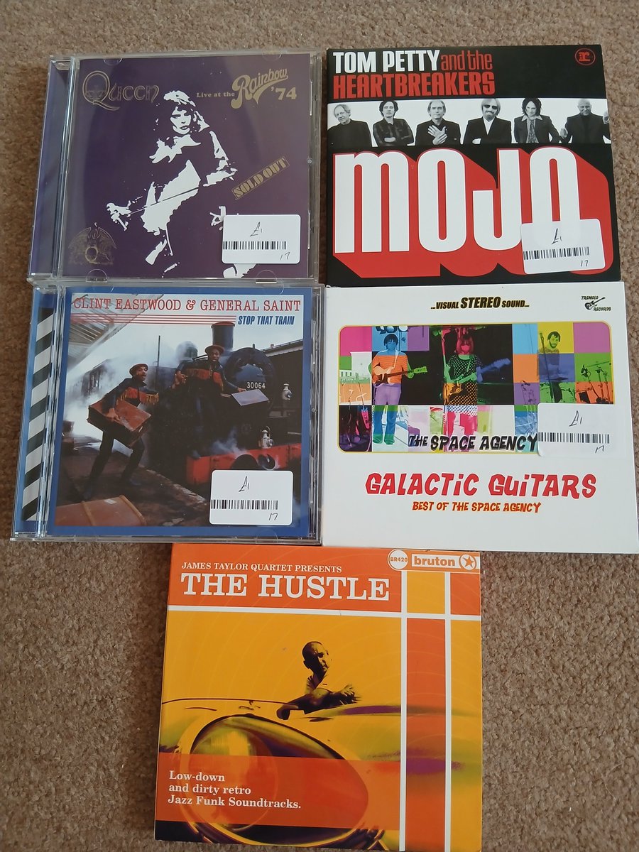 RodGray91183835's tweet photo. Todays Hemel Hempstead charity shopping...all a pound each. The Queen is for the wife as I really don't like em! Some nice non run of the mill cd finds. Looking forward to the Tom Petty set! https://t.co/DIc2FHTQ5E