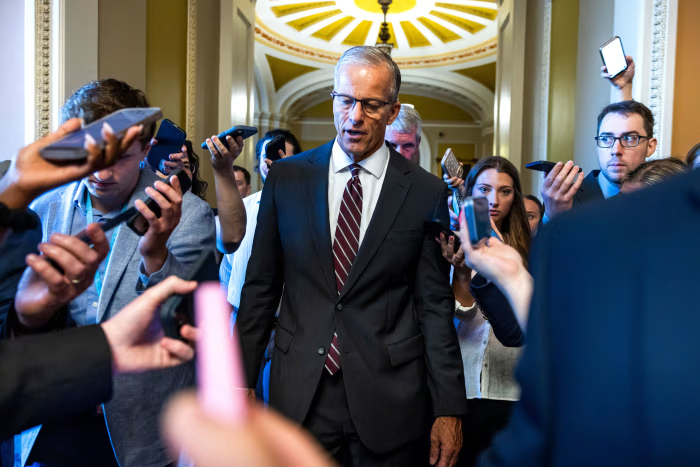 kate_p45's tweet photo. Senate Republicans who installed and protect John Thune are straight-up traitors to Trump and their voters.

Given a mandate, they spat in our faces and said 'go F*CK yourself.'

Watched Dems wreck the country, then chose 'bipartisanship' over fighting.

Blocking SAVE Act, voter ID, refusal to codify Trump's Executive orders or even rush to end birthright, and real wins.
You have one job. Do it!