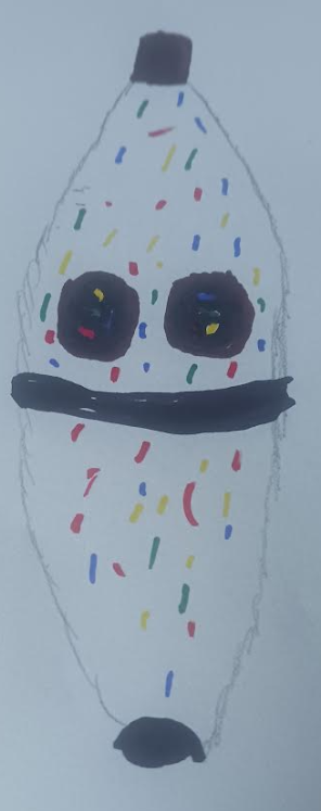 rxhwks's tweet photo. @RyCitrus This is Confetti. Credits for my brother for drawing it. I made Confetti to celebrate Banana Eats 7th birthday.
Also if this gets into the game I would like it to confetti glowing eyes.
By: csoenen and mjsoenen. 
(Touch picture to see more.) https://t.co/5TXYTB5w6A