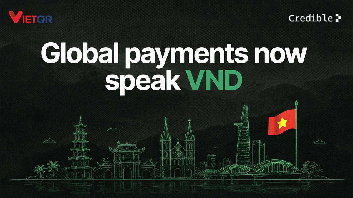 crediblefin's tweet photo. Xin chào, Việt Nam 🇻🇳

Credible is now live with VND support.

- Send money from the US to Vietnam
 - Collect payments in Vietnam and settle to the US
- VietQR supported

More corridors. More builders. More ways to move money. https://t.co/VNRuJrBunM