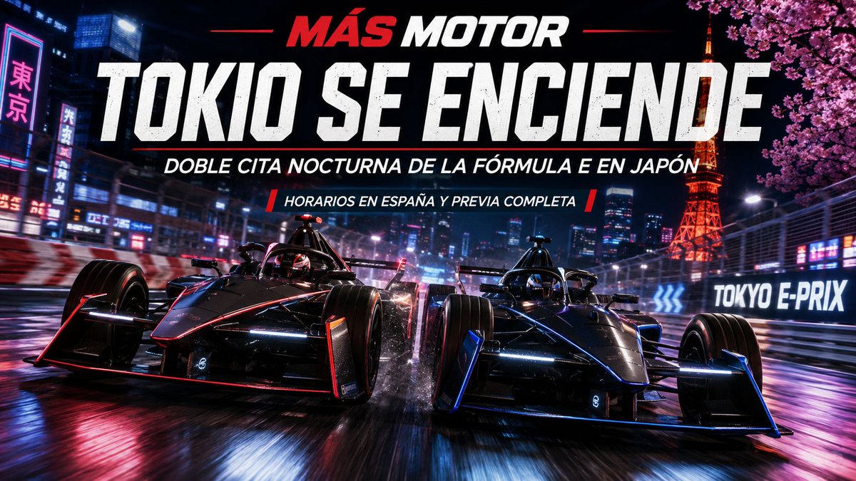 MasMotorOrg's tweet photo. ⚡ Tokio se enciende con una doble cita nocturna de la Fórmula E 🇯🇵

Dos carreras, máxima tensión en el Mundial y espectáculo urbano bajo las luces de la capital japonesa.

🗓️ 25 y 26 de julio
⏰ Carrera: 13:05 h en España
#FormulaE #TokyoEPrix #MasMotor

https://t.co/HTpYUT13XD https://t.co/ZMKNAOrQ2R