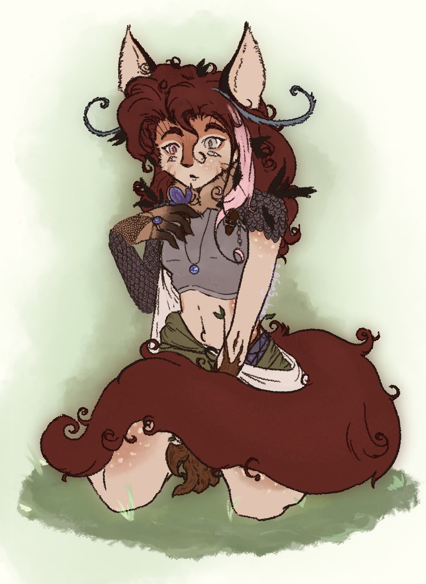 Fae_Sys's tweet photo. First on a short series of my players' characters for a Planescape campaign. Tried to evoke some of the DiTerlizzi artstyle because I'm in love with it.
Character belongs to @/AlsiShade https://t.co/W9LMRXEHm7