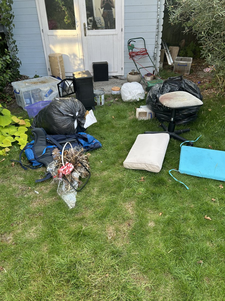 kazza2slayer's tweet photo. FFS sitting in garden with Eva’s shit for waste disposal & mine. I need to add more from loft & shed. My view. I moved him to next week so can get rid of mine & hers in one go by a waste disposal company. I have more to moan about if it makes your life seem great! #offloading https://t.co/XotrE9F58b