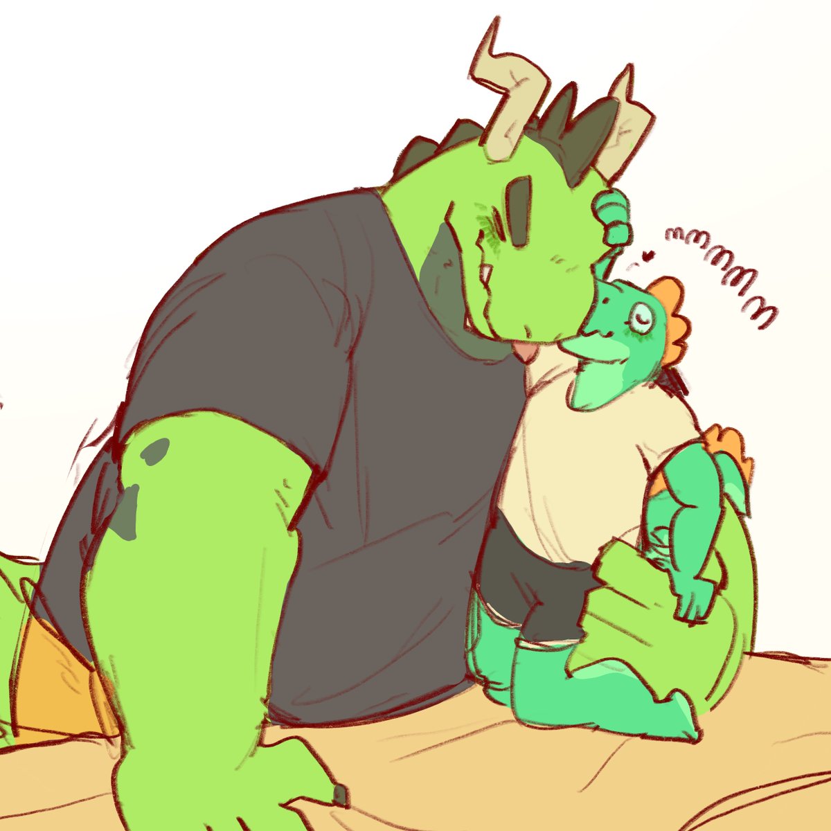 LuvamIsGuilty's tweet photo. CW: Vore !! (+ implied digestion)

Giving a kiss to a dragon is fine, but getting one back can be a little dangerous...! https://t.co/o0VYHP8k4v