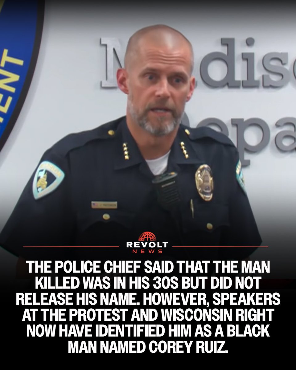 revoltblacknews's tweet photo. Protests have broken out in Madison following the fatal police shooting of a man identified by community members as Corey Ruiz.

Source: @Newsweek https://t.co/7FGiSr9CgE