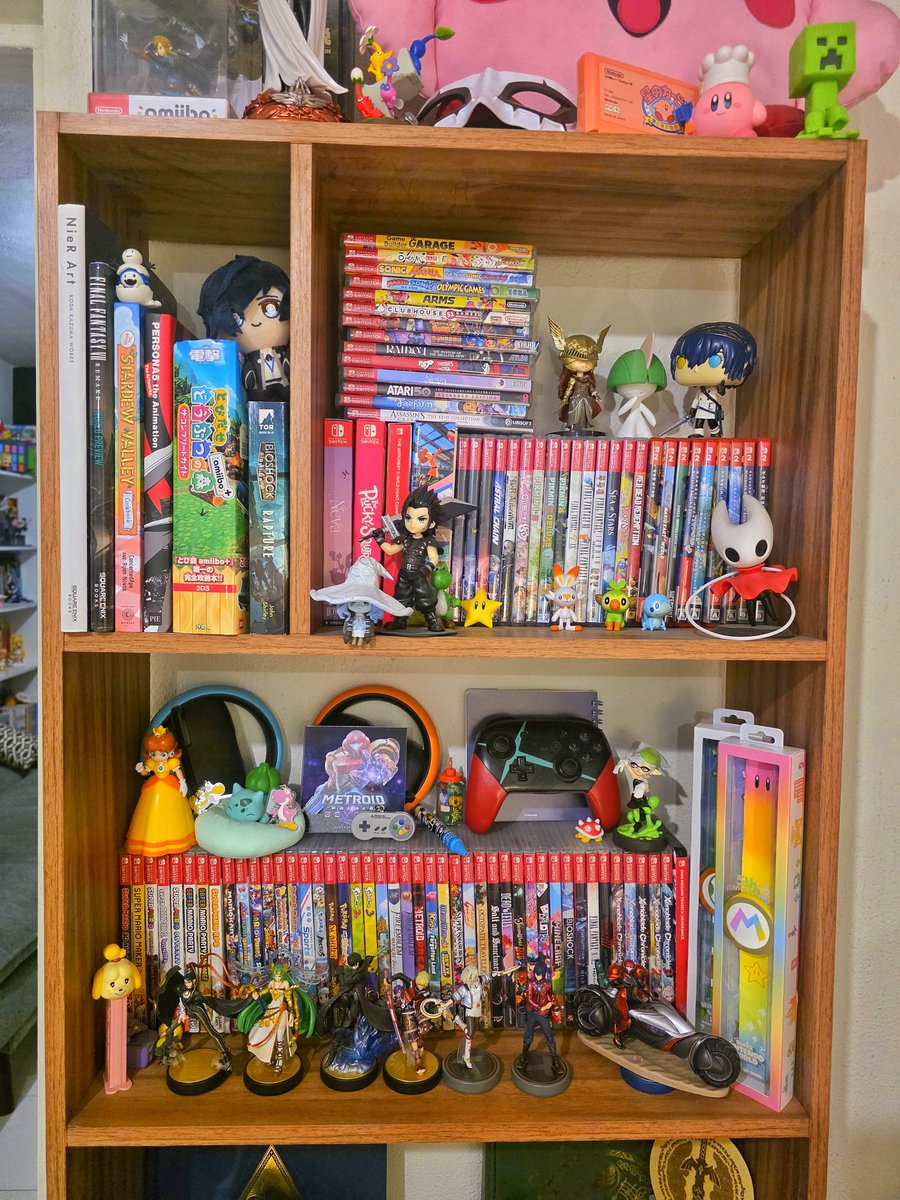 isaruval's tweet photo. Since everyone is sharing their collections of Switch Games with spines, I thought I should share mine, I've been doing the spines for years and now I can't go back. ⭐ https://t.co/UffFpQWyWU