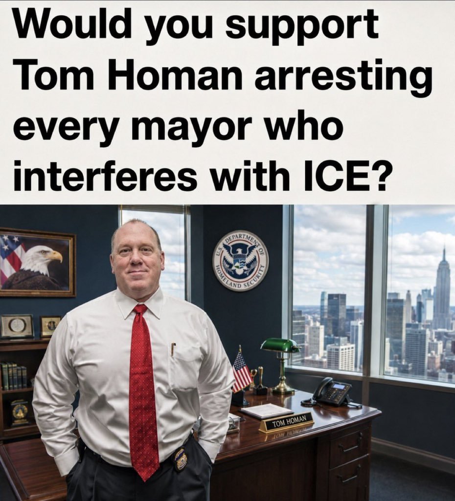 Q17Anon7's tweet photo. Be honest!

Would you support Tom Homan arresting every mayor who interferes with ICE?

Yes or No?
https://t.co/4mbqa1oEzV 👈 https://t.co/fzRZkjLcXv