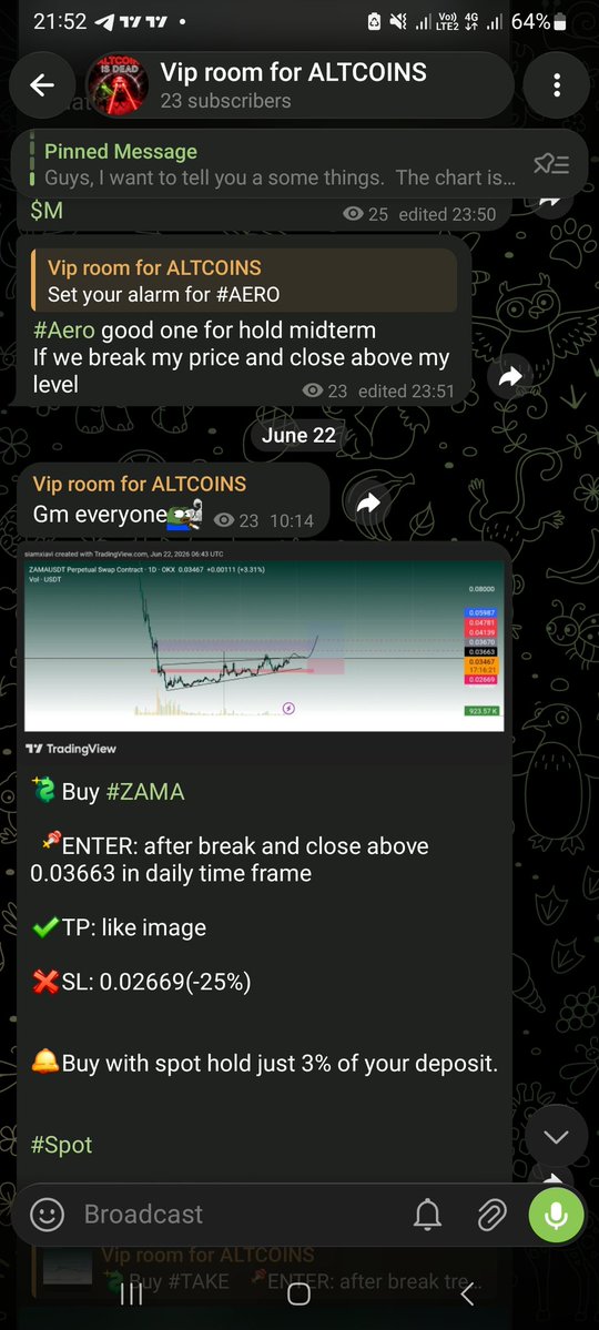 siamxiavi's tweet photo. $ZAMA 62%

📈 Spot position in vip 

👻  Join us to receive special signals.
https://t.co/9W05R4HCT6

#Zama #Zamausdt $Btc https://t.co/zSCilWGyof