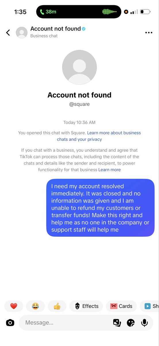 Tsumpter95's tweet photo. @jack @Square @SquareSupport now am blocked on tik tok and this platform from messaging and reaching out to communicate to somebody about this issue that needs to be resolved. I just want some help. I thought this was a company that supported and help small business not ruin them and shut them down!