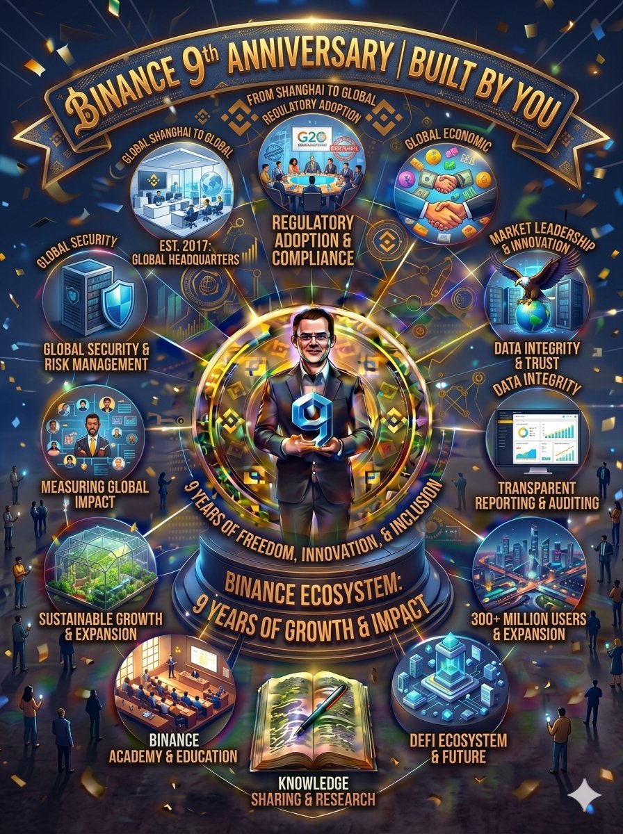 Rashid537270's tweet photo. #BinanceTurns9  Launched in July 2017 by Changpeng Zhao (CZ) and Yi He, Binance has grown from a fast-growing crypto startup into the world's largest digital asset ecosystem, supporting over 300 million users worldwide. Over the past nine years, https://t.co/5mDmkKkGBB