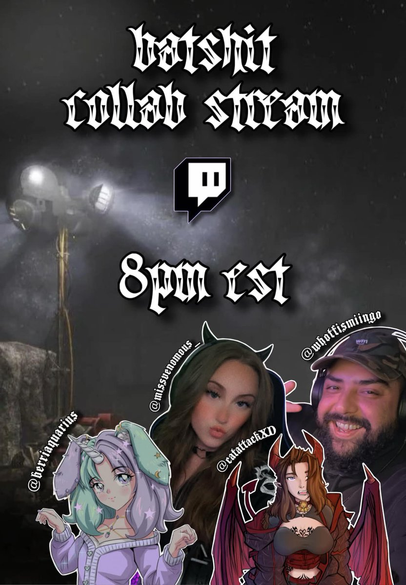TheCatAttackXD's tweet photo. Today we are playing dbd &amp; it is my pleasure to introduce you all to a few creators who really shine. It will be such a fun time and who knows you might even get a really good stomach laugh. 👀 Now this does mean my little Imps that you will be on your best behavior.🤭😉 https://t.co/w1tMVxdmru