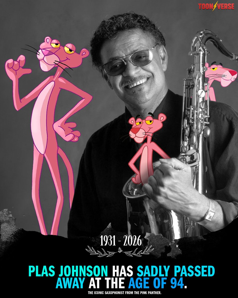 ToonVerse0's tweet photo. Plas Johnson, the legendary saxophonist behind The Pink Panther Theme, has sadly passed away at the age of 94.

Johnson performed the instantly recognizable tenor saxophone solo in Henry Mancini’s classic theme, creating one of the most iconic sounds in film history. He also worked with major artists including Frank Sinatra, Nat King Cole, B.B. King, and Marvin Gaye throughout his remarkable career. 

His unforgettable music will continue to live on.

#PlasJohnson #ThePinkPanther #RIP #Saxophone #JazzLegend #HenryMancini #FilmMusic