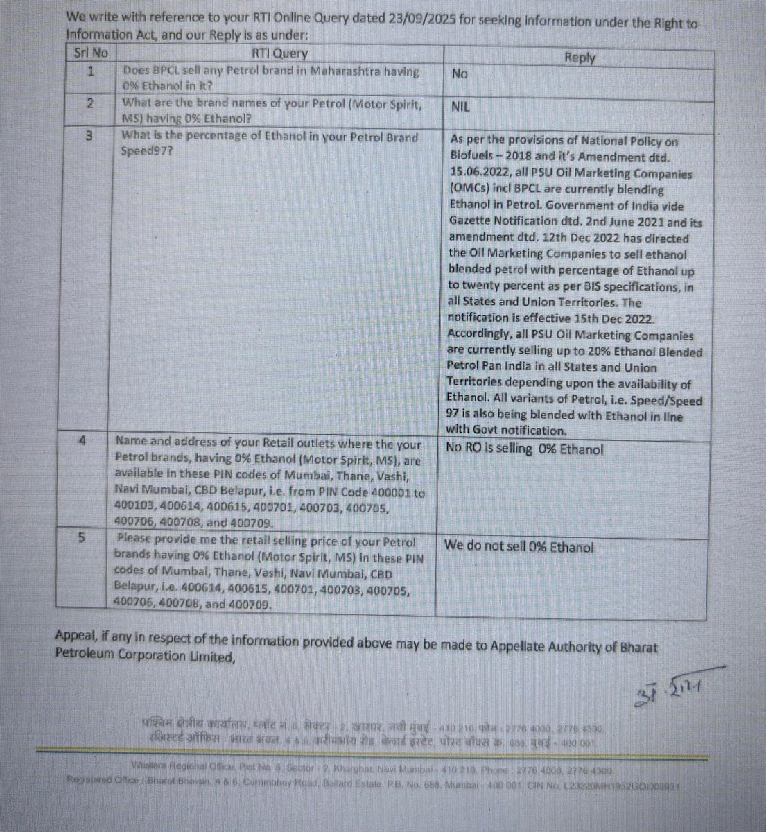 suneet7954's tweet photo. Hello @PetroleumMin, reference above article, @BPCLimited says that it has “NIL” brand of Petrol with 0% Ethanol. #Speed100 also has 20% Ethanol.
#IOCL #BPCL #HPCL #OOTT #OMCs #E20 #Petrol #Diesel #Nifty #Nifty50 #NiftyFutures #Sensex #GIFTNifty @ETNOWlive @EconomicTimes https://t.co/noQBeQgzao